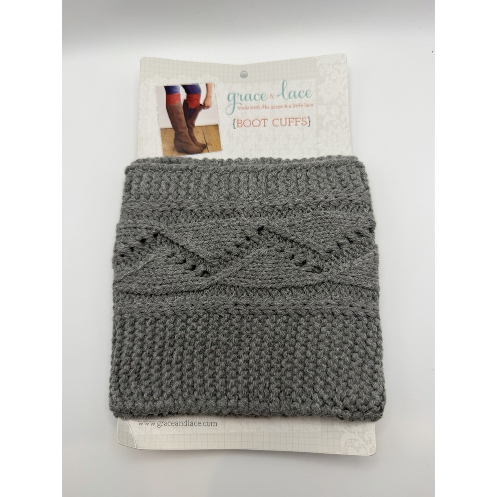Grace & Lace‎ Original Boot Cuffs-Cabled Cuff-Light Grey-New